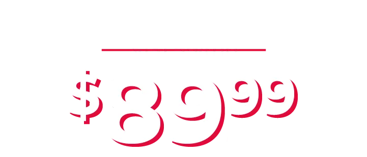 A dark square image with white text and pink accents that reads, "Packages starting at $89.99/month.